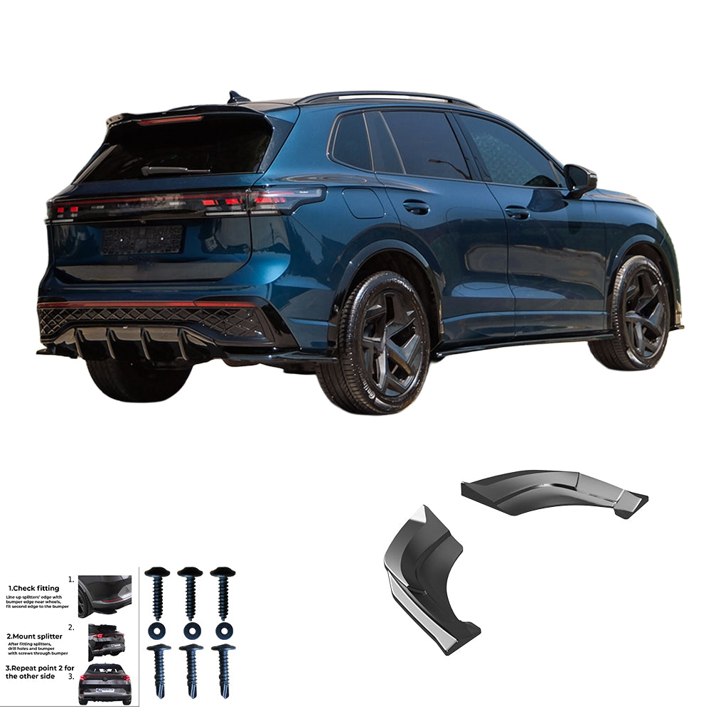 Heckseitensplitter passend für VW Volkswagen Tiguan Standard/R-Line Mk3 2024+ Hochglanz Schwarz