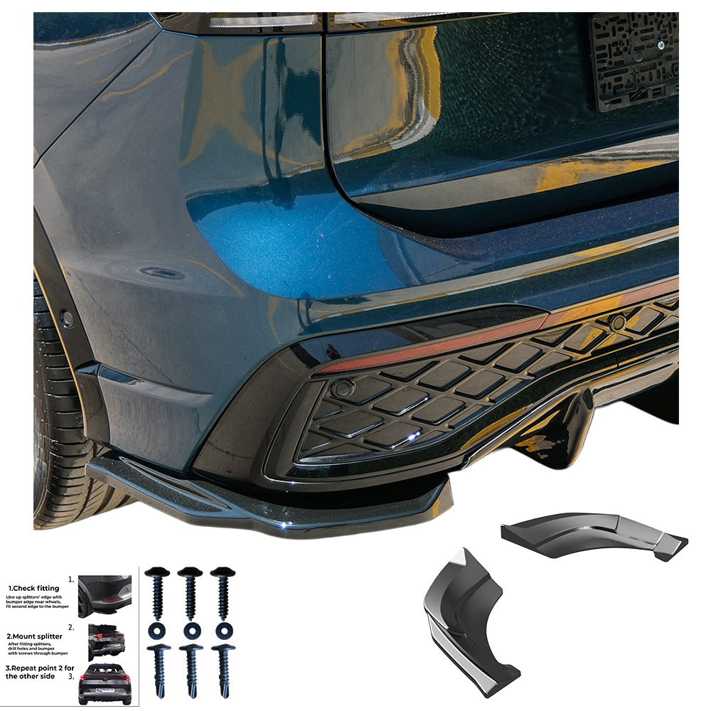 Heckseitensplitter passend für VW Volkswagen Tiguan Standard/R-Line Mk3 2024+ Hochglanz Schwarz