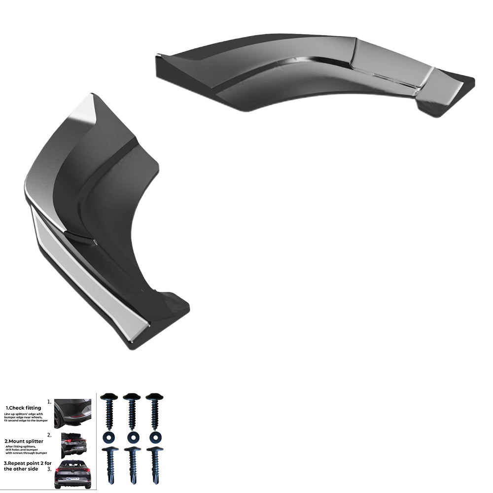 Heckseitensplitter passend für VW Volkswagen Tiguan Standard/R-Line Mk3 2024+ Hochglanz Schwarz