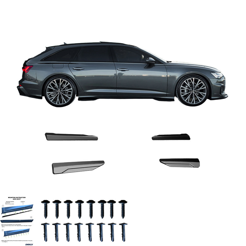 Seitenschweller passend für Audi S6 / A6 S-Line C8 (Limousine-Avant) 2019+ Hochglanz Schwarz