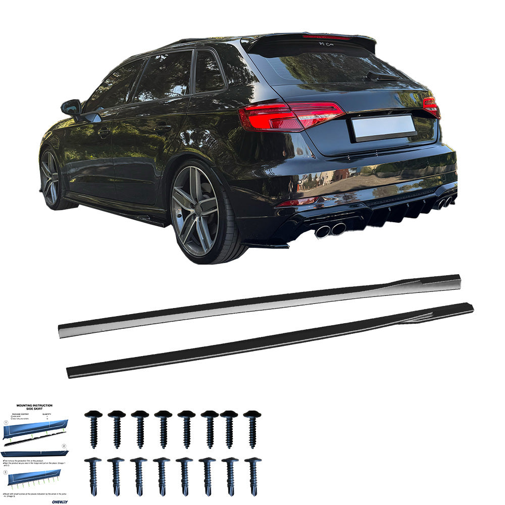 Seitenschweller passend für AUDI S3 8V / 8V Facelift 2013-2019 Hochglanz Schwarz