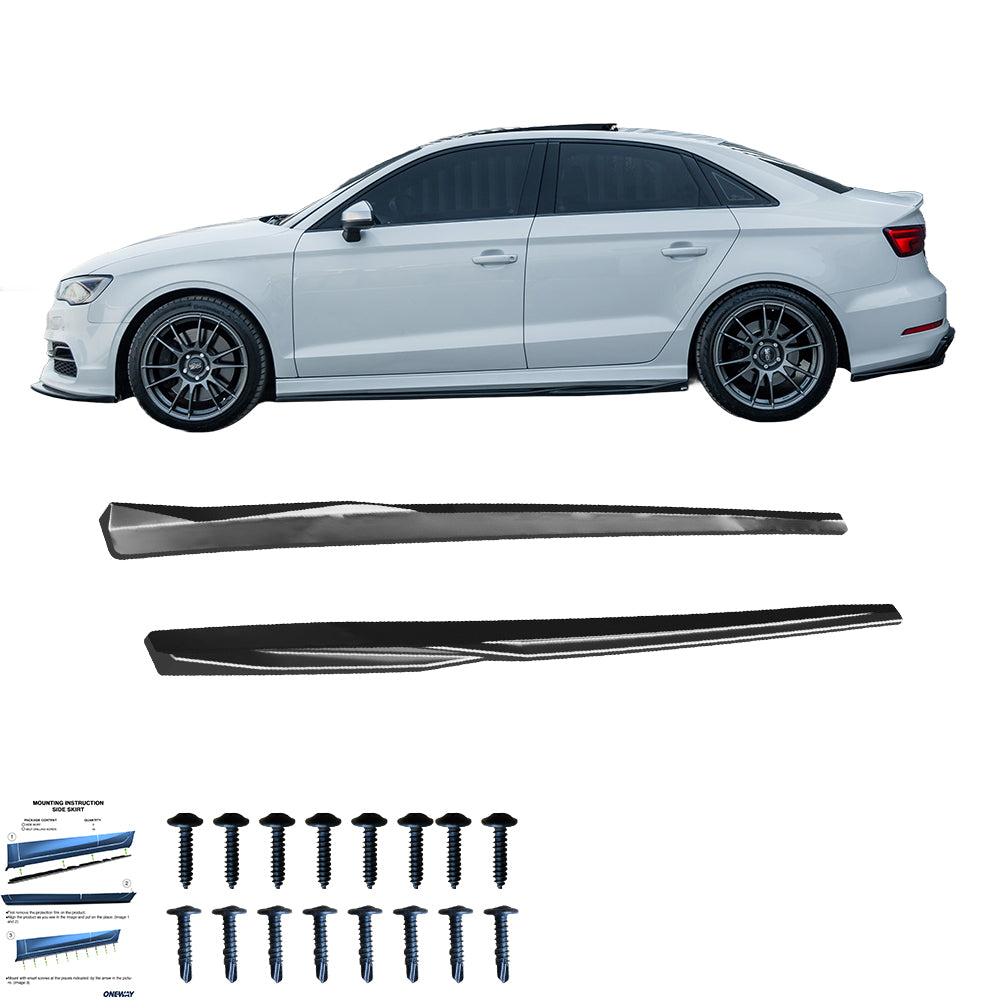 Seitenschweller passend für AUDI S3 8V / 8V Facelift Limousine-Cabrio 2013-2020 Hochglanz Schwarz