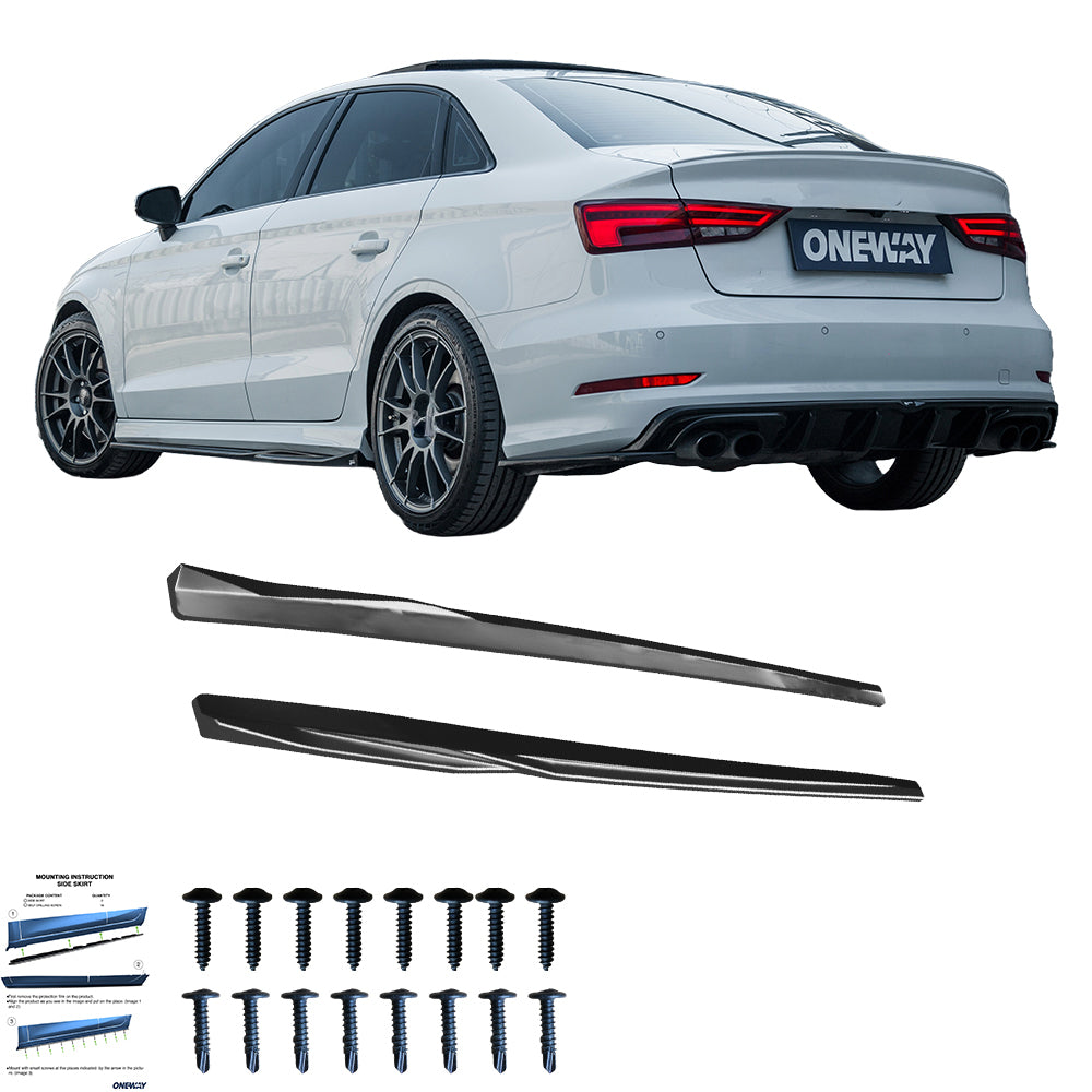 Seitenschweller passend für AUDI S3 8V / 8V Facelift Limousine-Cabrio 2013-2020 Hochglanz Schwarz