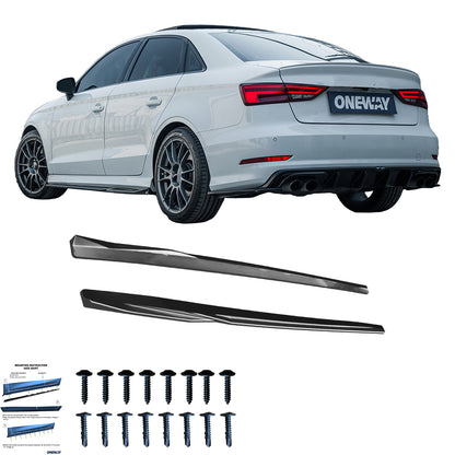 Seitenschweller passend für AUDI S3 8V / 8V Facelift Limousine-Cabrio 2013-2020 Hochglanz Schwarz