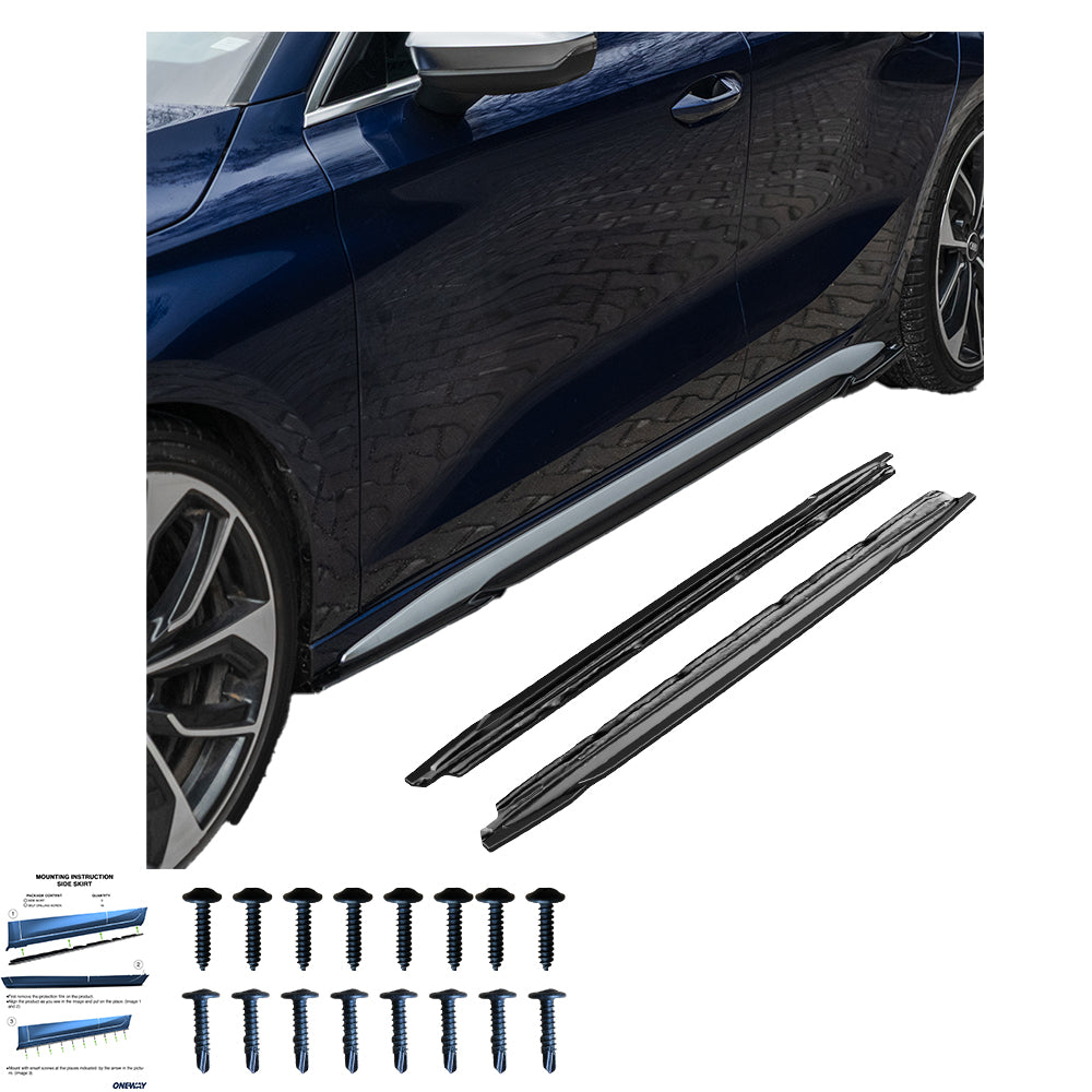 SS10.058 - Seitenschweller passend für Audi S3 / A3 S-Line 8Y (Limousine/Sportback) 2020-2024 Hochglanz Schwarz