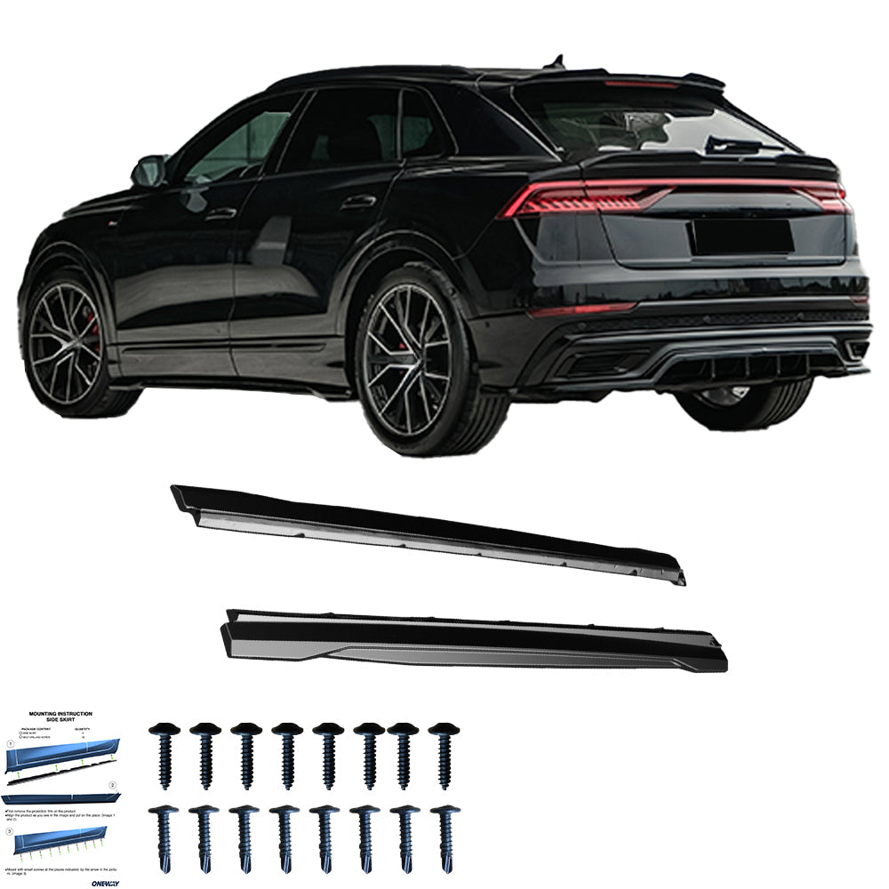 Seitenschweller passend für Audi SQ8 / Q8 S-Line 2018+ Hochglanz Schwarz