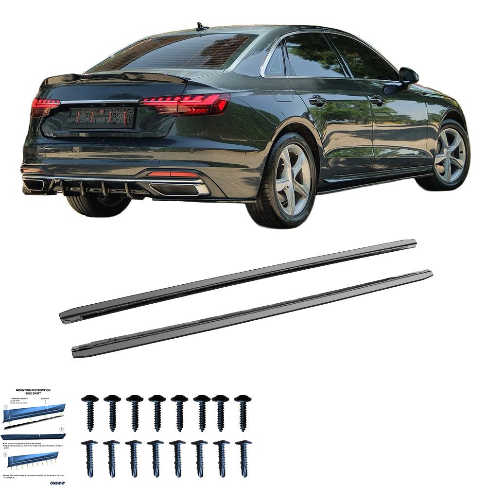 SS10.059 - Seitenschweller passend für Audi A4 B9 Facelift 2019-2024 Hochglanz Schwarz