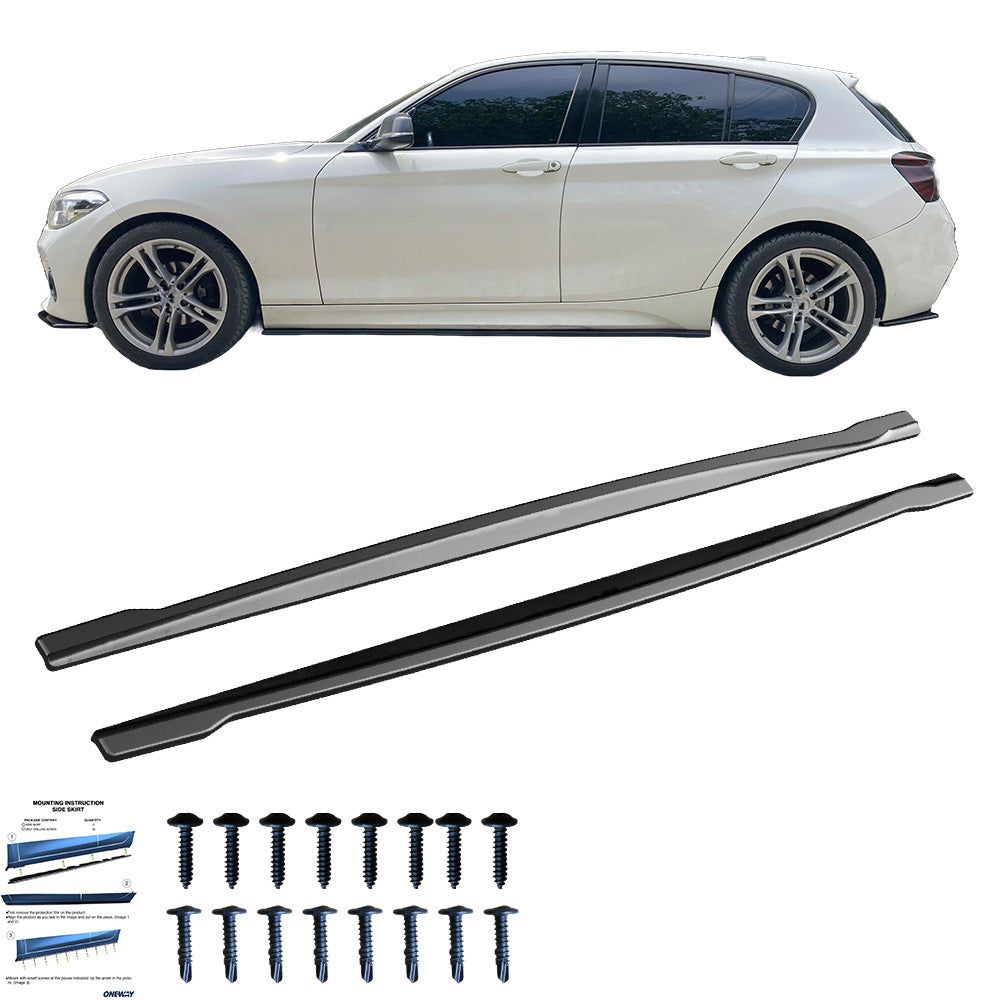 Seitenschweller passend für BMW 1er F20/F21 2011-2019 Version 2 Hochglanz Schwarz