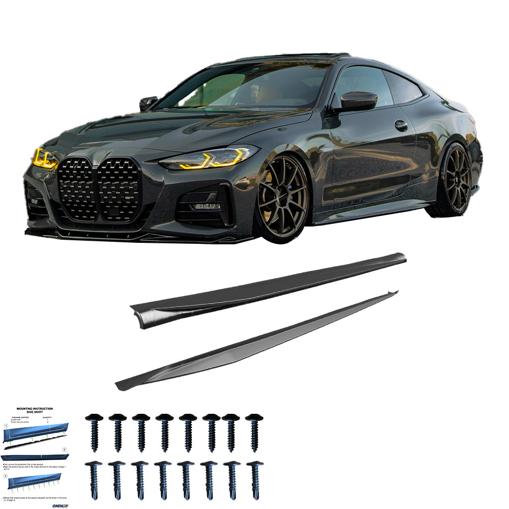 Seitenschweller passend für BMW 4er G22 M-Pack / M440i 2020+ Hochglanz Schwarz