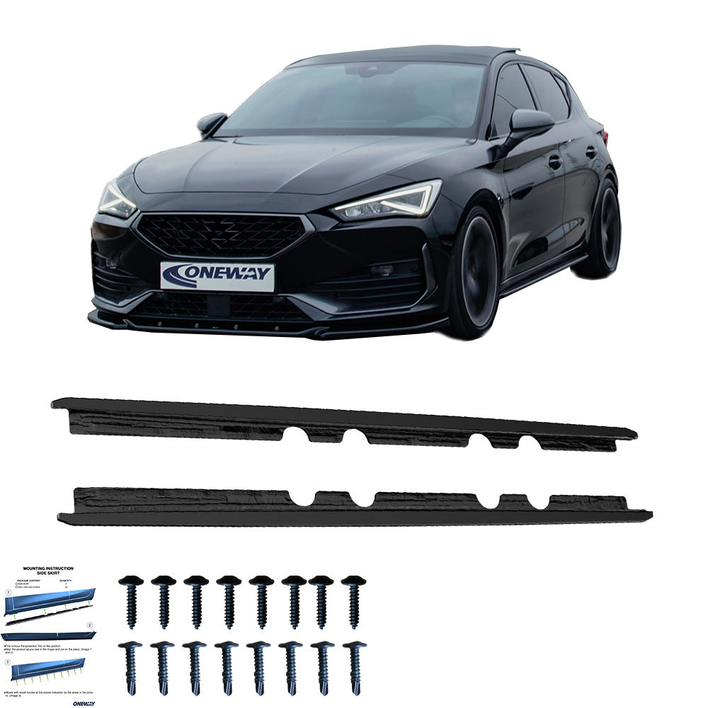 Seitenschweller passend für CUPRA Leon Mk1 / Mk1 Facelift 2020+ Hochglanz Schwarz