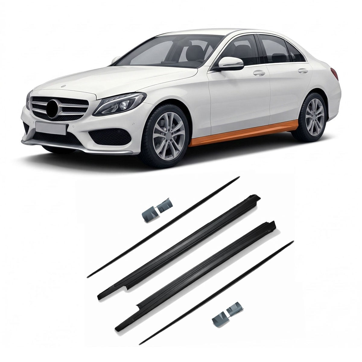 Seitenschweller Set passend für Mercedes C-Klasse W205 Limousine Kombi 2014-2021
