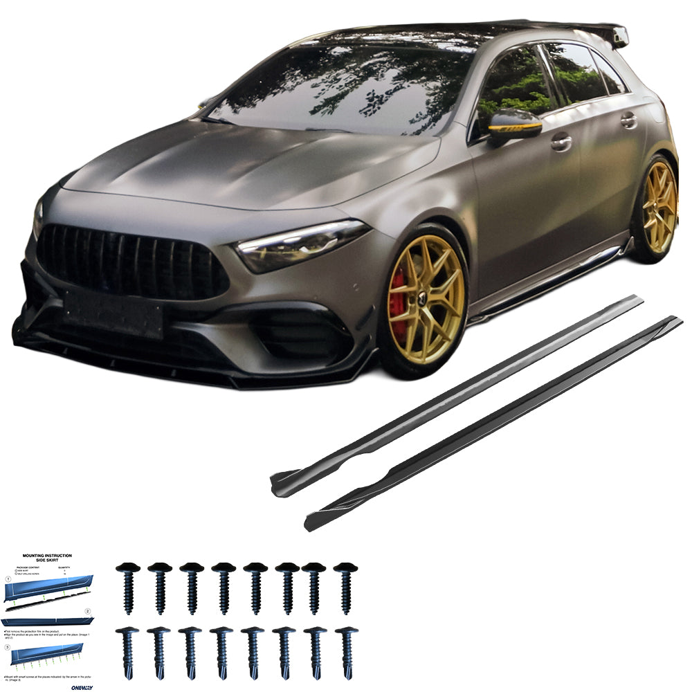 SS10.064 - Seitenschweller passend für Mercedes A45 S Aero Pack W177 / W177 Facelift 2019+ Hochglanz Schwarz