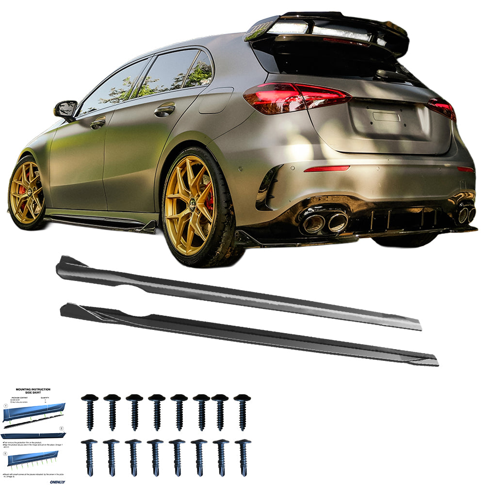 SS10.064 - Seitenschweller passend für Mercedes A45 S Aero Pack W177 / W177 Facelift 2019+ Hochglanz Schwarz