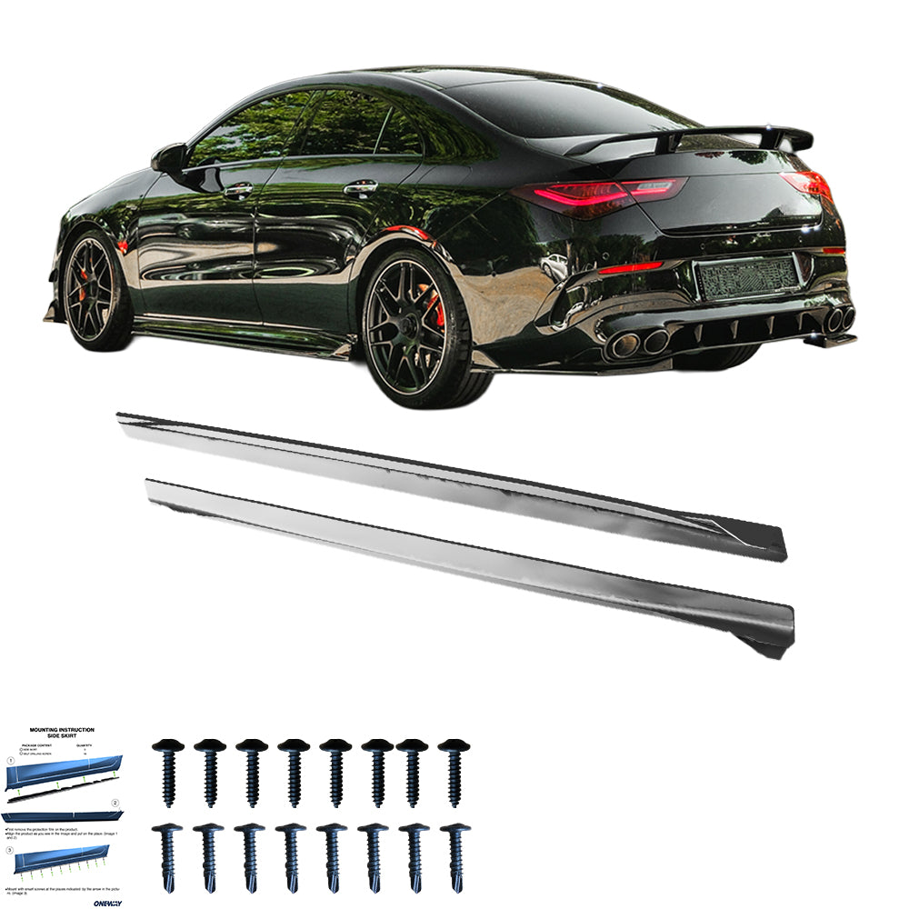 SS10.065 - Seitenschweller passend für Mercedes CLA35 / CLA45 C118 2019-2023 Hochglanz Schwarz