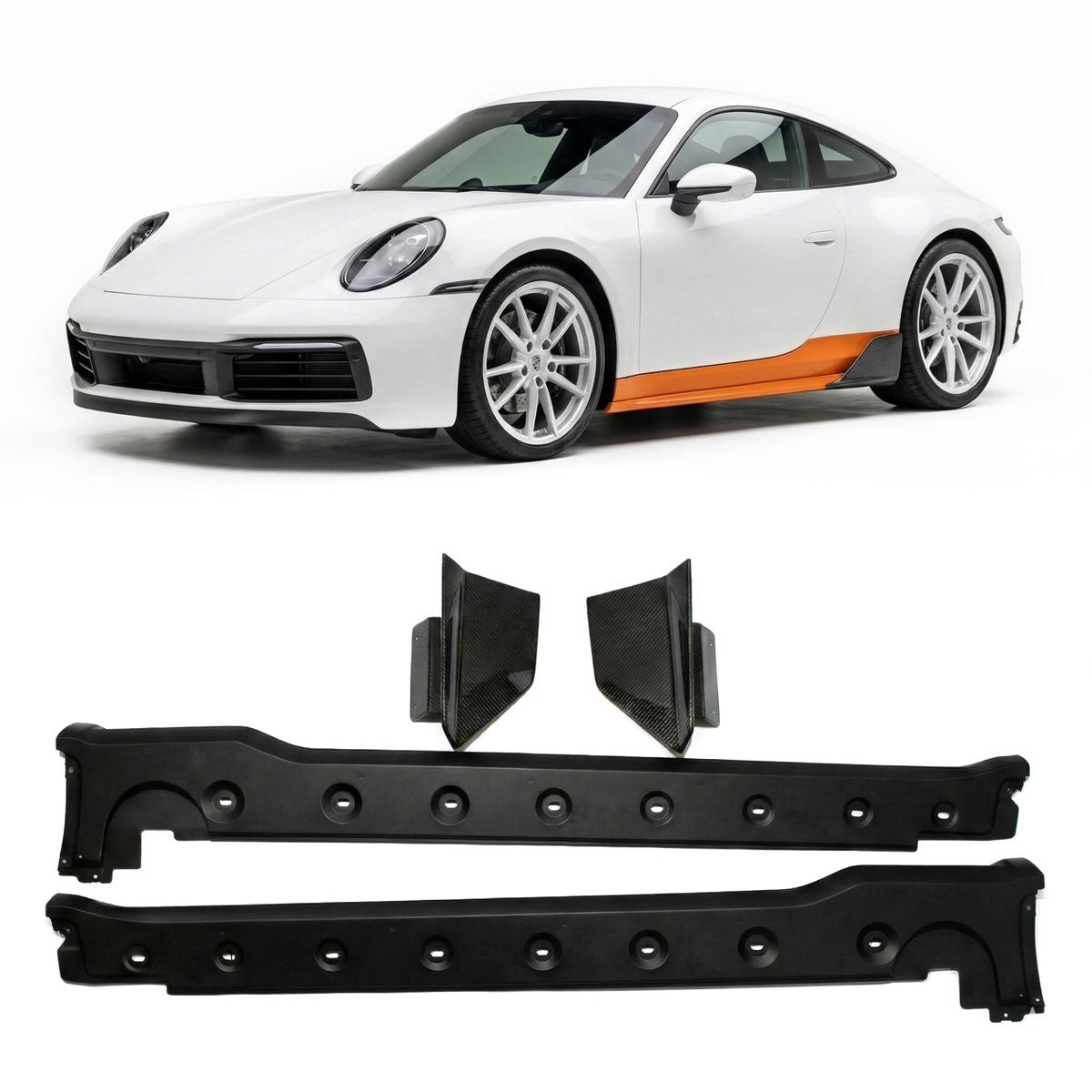 Seitenschweller mit Carbonfaser-Winglets passend für Porsche 911 (992) 2019-2024