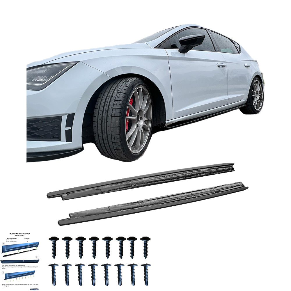 Seitenschweller passend für SEAT Leon FR 2012-2019 Hochglanz Schwarz