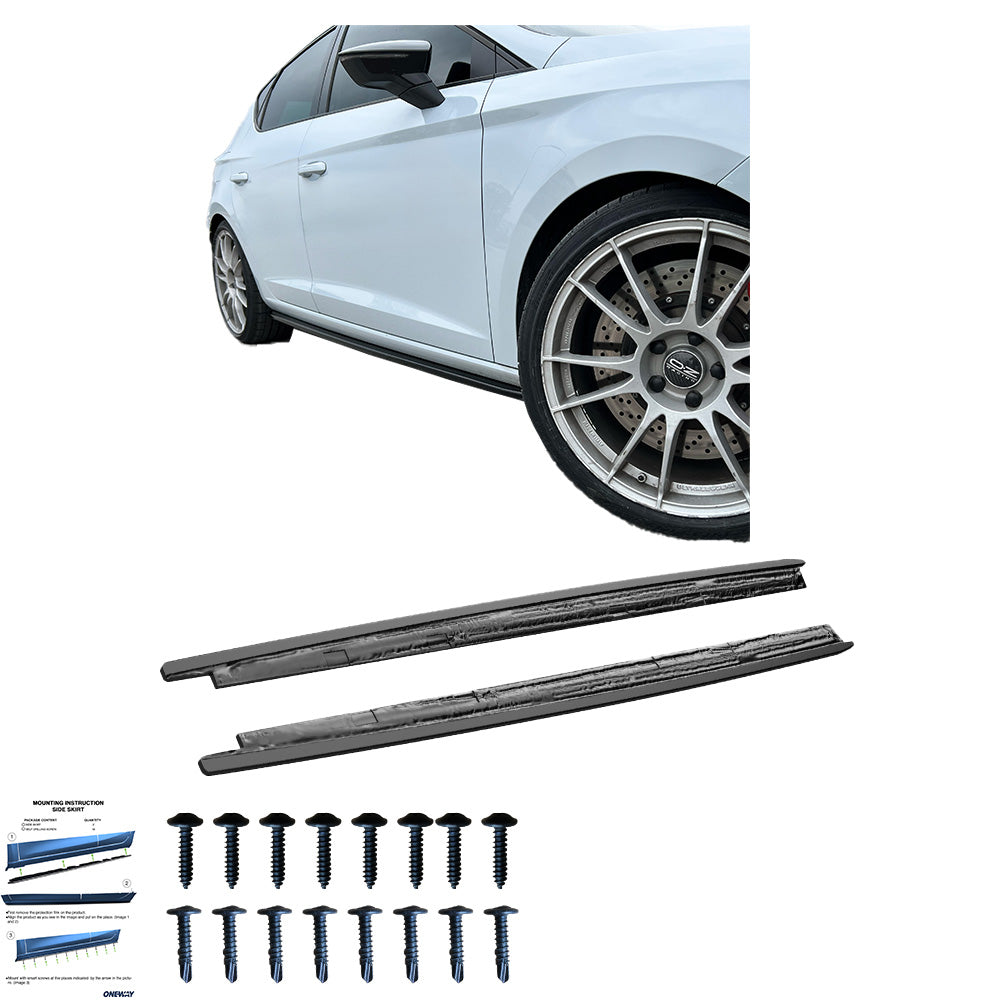Seitenschweller passend für SEAT Leon FR 2012-2019 Hochglanz Schwarz