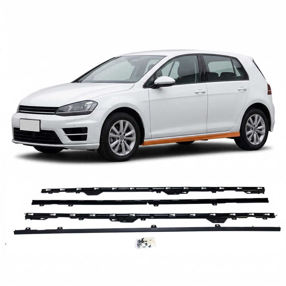 Seitenschweller Set Matt Schwarz passend für VW Golf 7 2013-2021