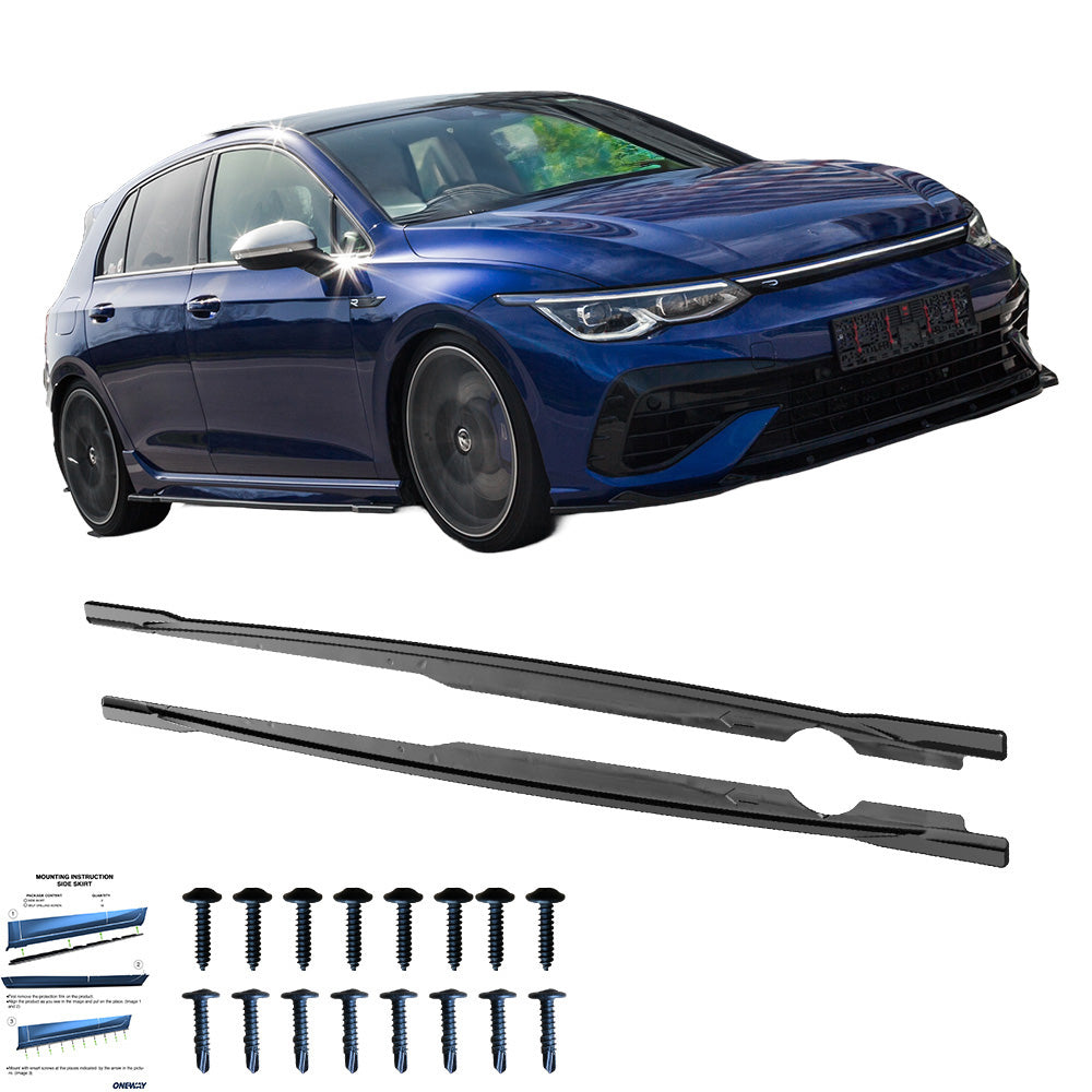 Seitenschweller passend für VW Golf R MK 8 2020+ Hochglanz Schwarz