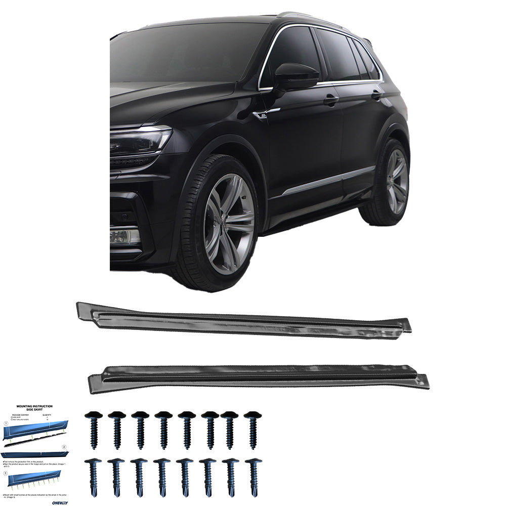 Seitenschweller passend für VW Tiguan MK 2 R-Line Allspace 2015-2020 Hochglanz Schwarz