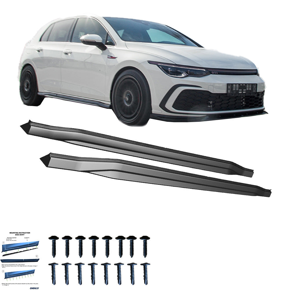 Seitenschweller passend für VW Golf Mk 8 GTI / GTI Clubsport / GTD / R-Line 2020+ Version 2 Hochglanz Schwarz