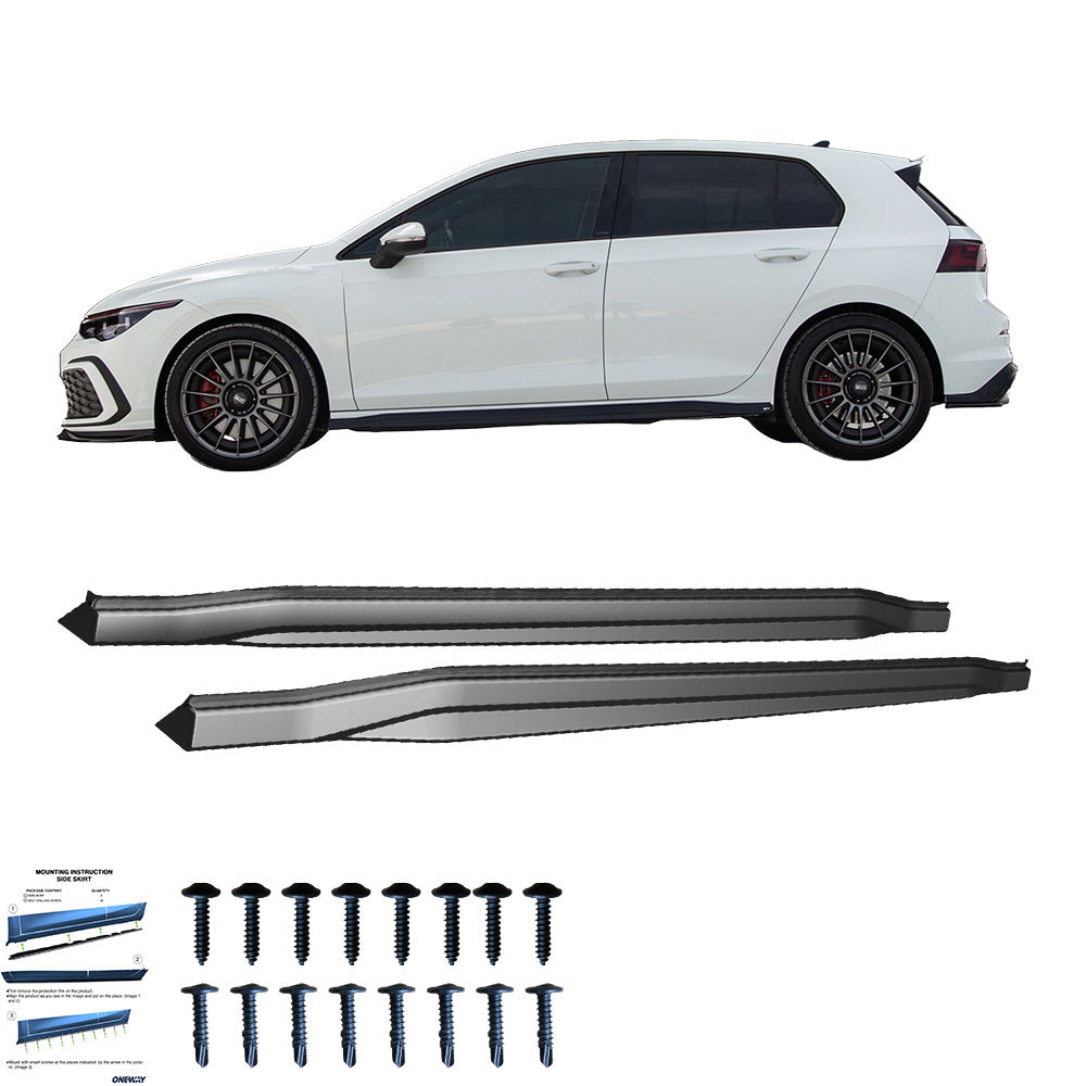 Seitenschweller passend für VW Golf Mk 8 GTI / GTI Clubsport / GTD / R-Line 2020+ Version 2 Hochglanz Schwarz
