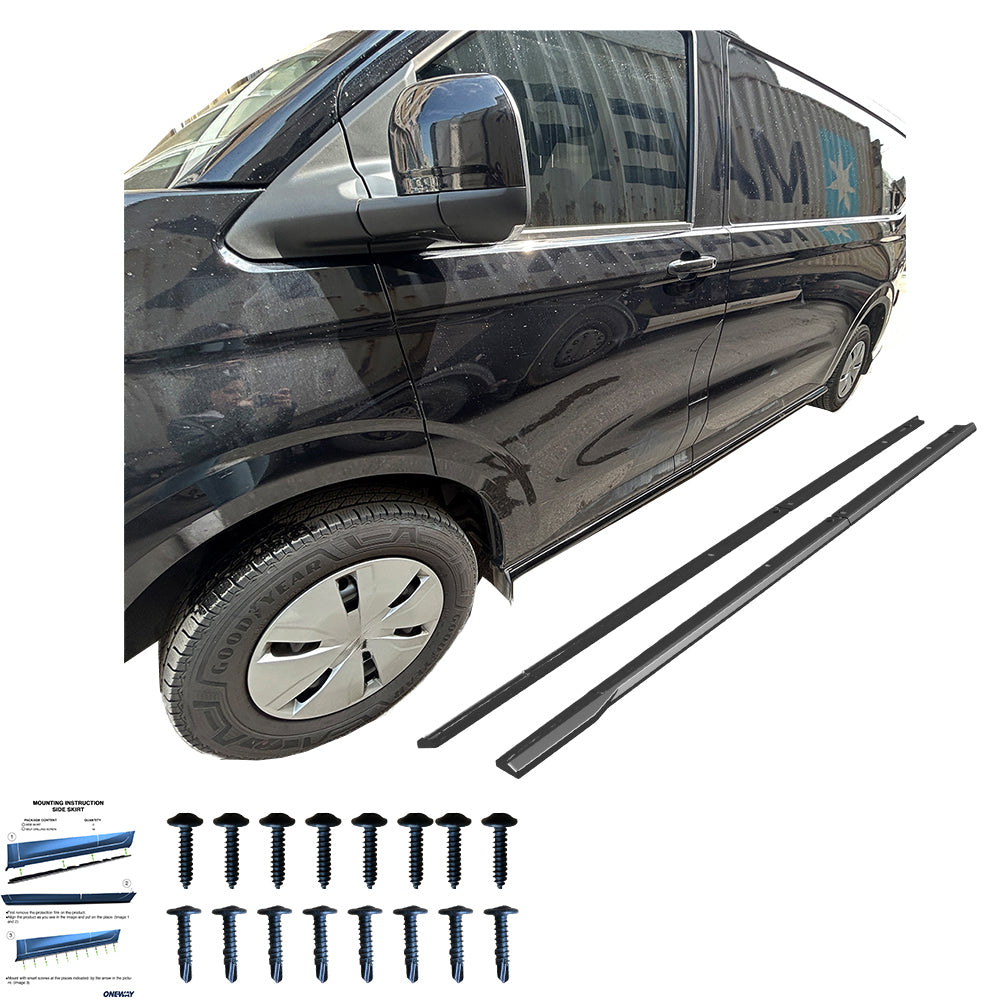 Seitenschweller passend für VW Transporter T7 LWB 2024+ / FORD Transit Custom Mk2 LWB 2023+ Hochglanz Schwarz