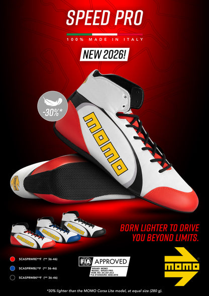MOMO SPEED PRO BOOTS WHITE-RED Größe 46
