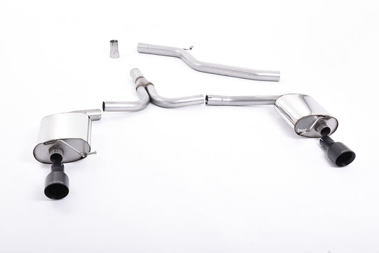 Milltek Sport Auspuffanlage passend für Audi A4 2.0 B8 Saloon and Avant & A5 Coupe - schwarze Endrohre