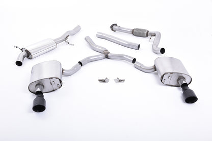 Milltek Sport Auspuffanlage passend für Audi A4 2.0 B9 quattro Saloon & Avant - schwarze Endrohre