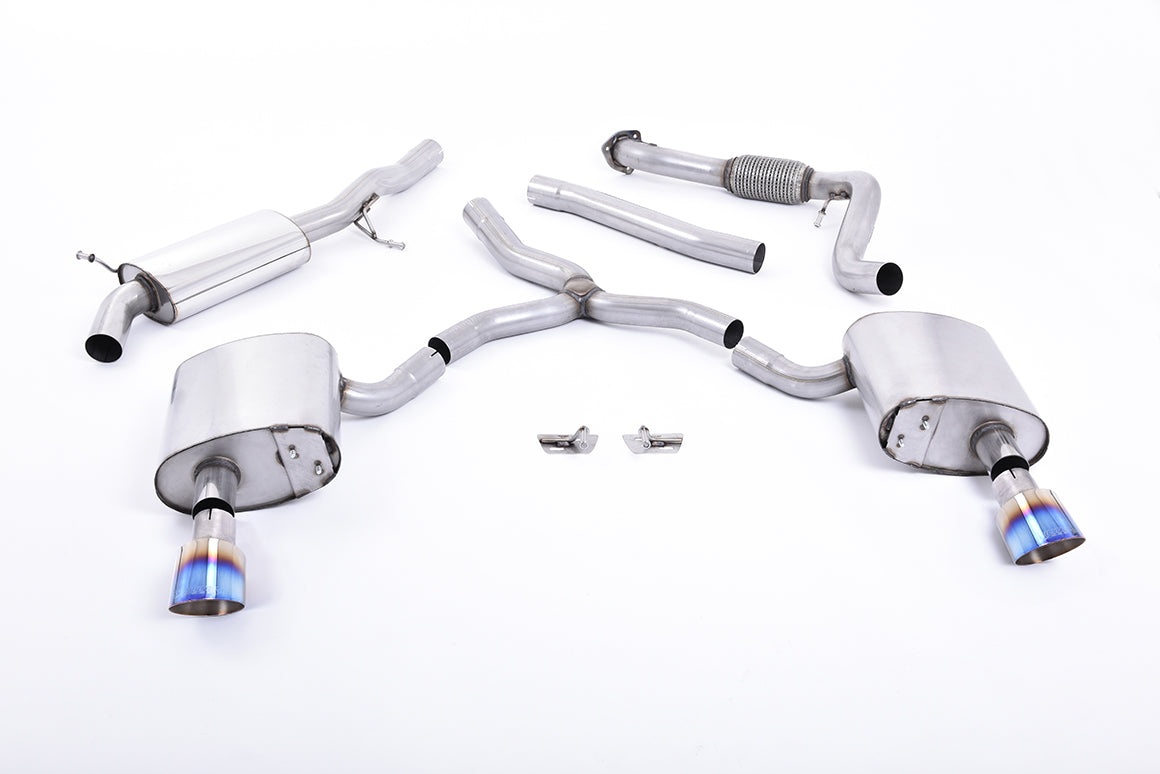 Milltek Sport Auspuffanlage passend für Audi A4 2.0 B9 quattro Saloon & Avant - titan geflämmte Endrohre