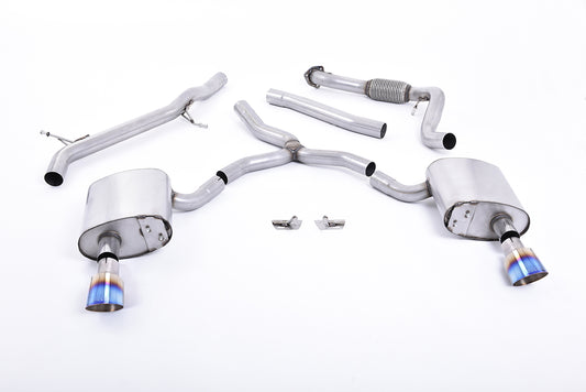 Milltek Sport Auspuffanlage passend für Audi A4 2.0 B9 quattro Saloon & Avant - titan-geflämmte Endrohre