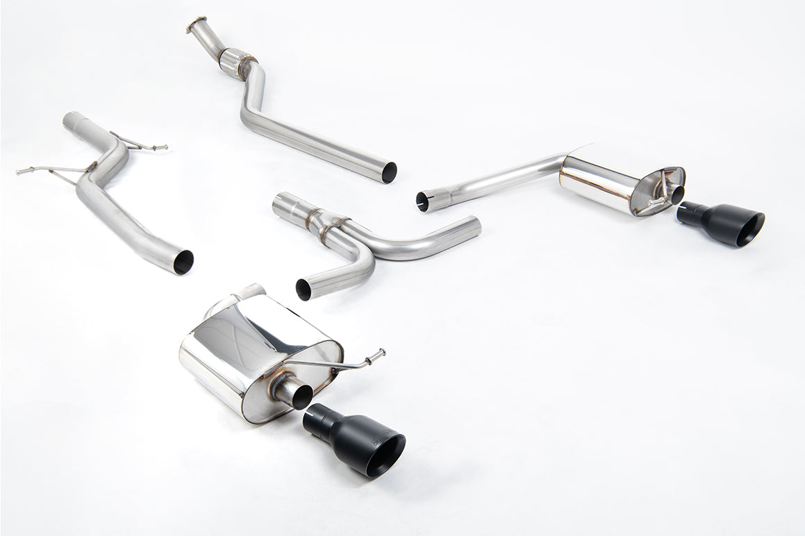 Milltek Sport Auspuffanlage passend für Audi A4 2.0 S line B8 quattro Saloon & Avant - schwarze Endrohre
