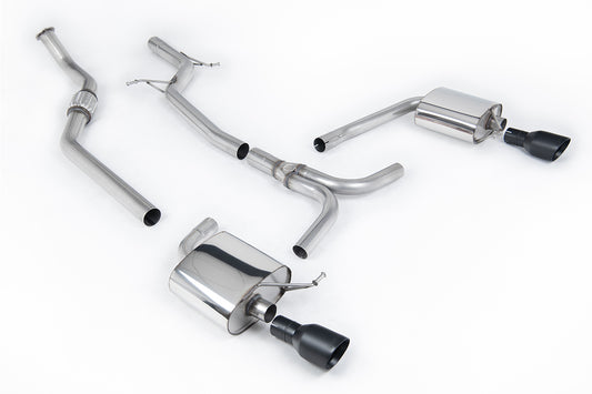 Milltek Sport Auspuffanlage passend für Audi A4 2.0 S line B8 quattro Saloon & Avant - schwarze Endrohre