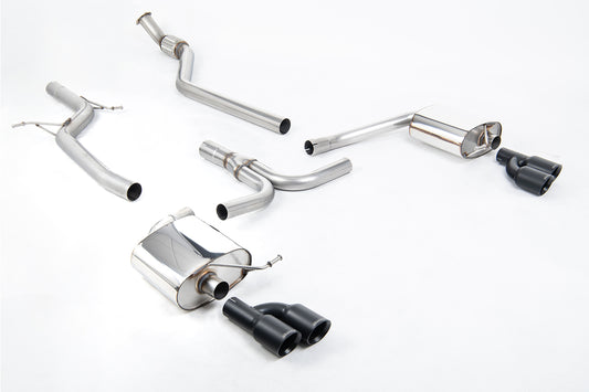 Milltek Sport Auspuffanlage passend für Audi A4 2.0 S line B8 quattro Saloon & Avant - schwarze Endrohre