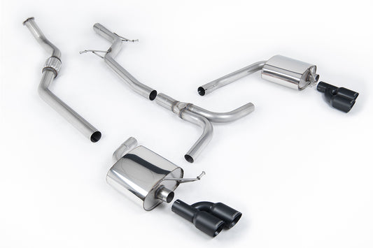 Milltek Sport Auspuffanlage passend für Audi A4 2.0 S line B8 quattro Saloon & Avant - schwarze Endrohre