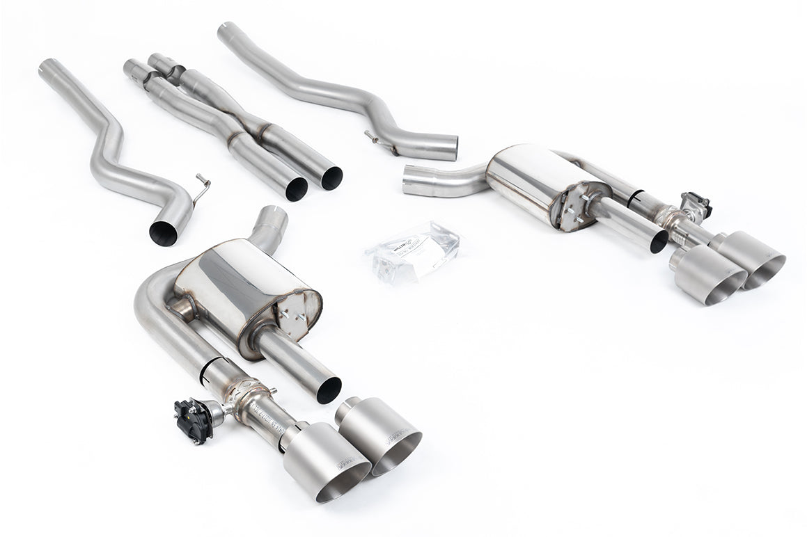 Milltek Sport Auspuffanlage passend für Ford Mustang 5.0 V8 Mach 1 / Dark Horse S650 Fastback - titan gebürstete Endrohre