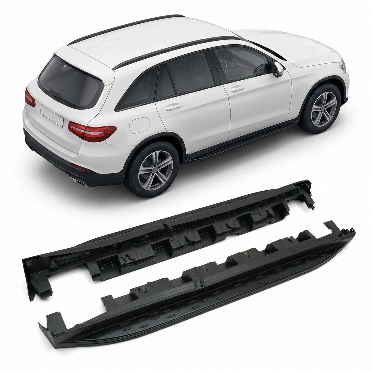 Schwarze Alu Seitenschweller passend für Mercedes GLC X253 C253 2015-2022