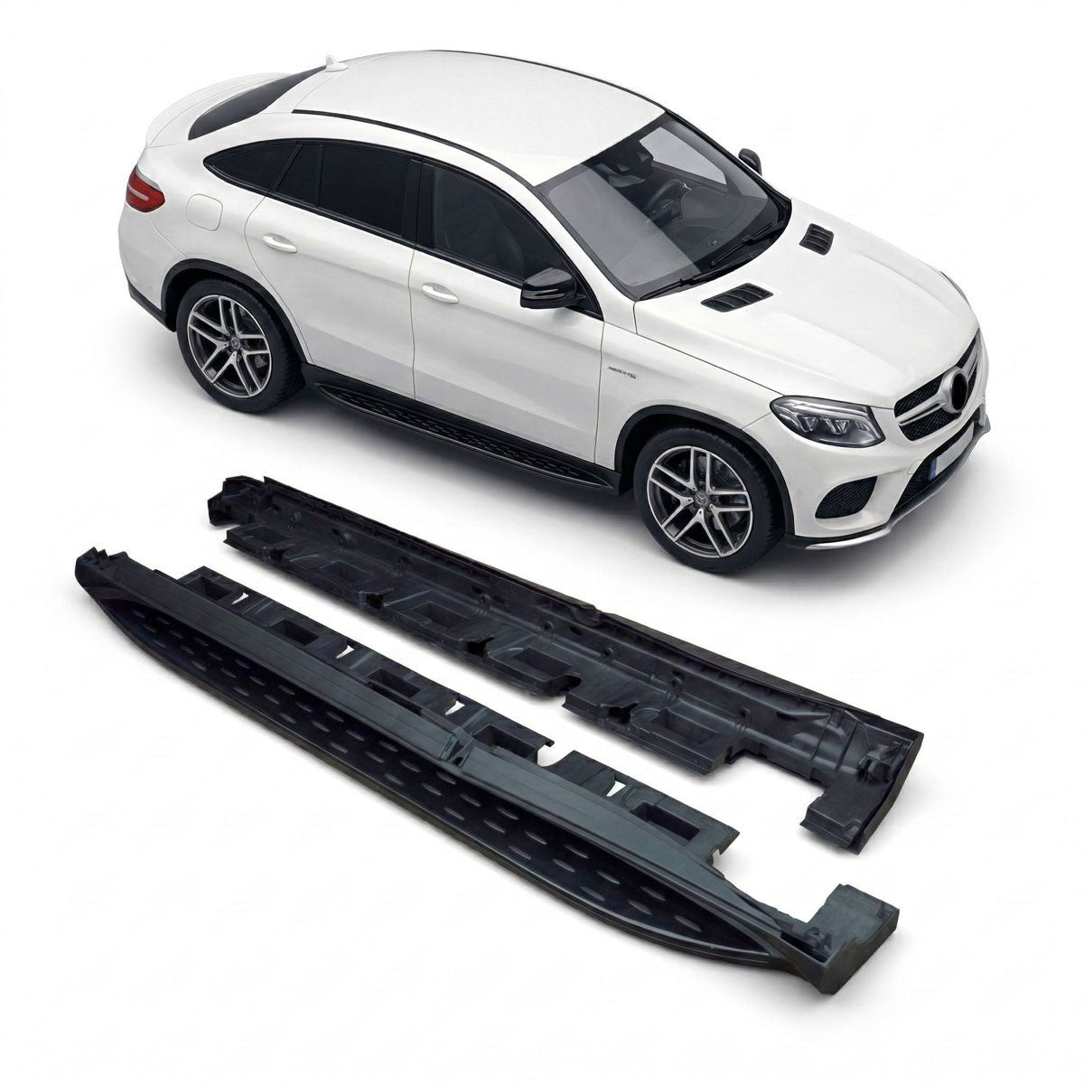 Schwarze Aluminium Seitenschweller passend für Mercedes GLE Coupé C292 2015-2019