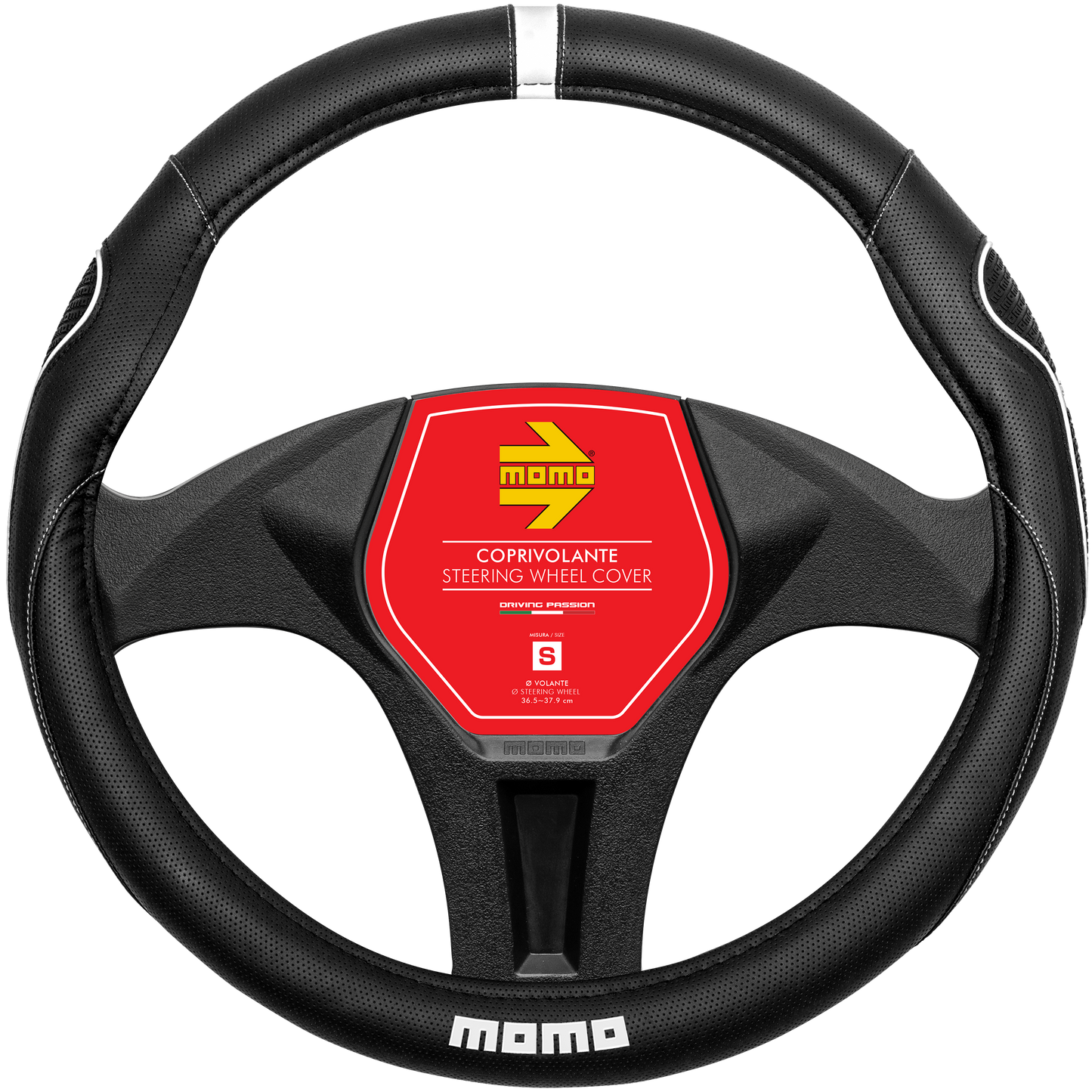 MOMO Lenkradhülle SWC 014 Super Grip schwarz / weiß  Gr. M