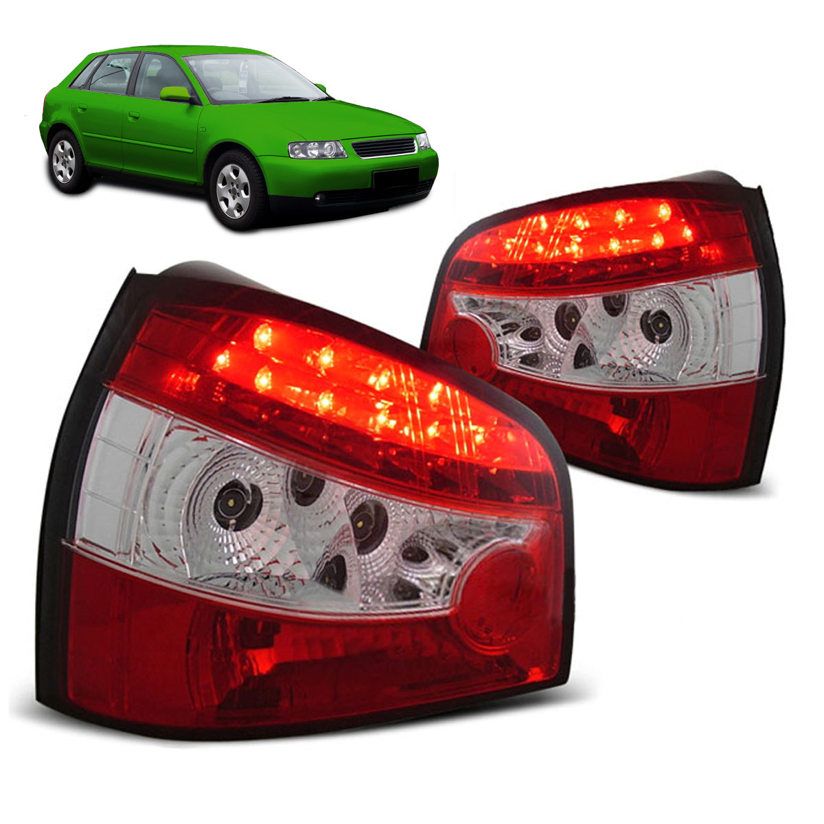 LED RÜCKLICHTER ROT WEISS passend für Audi A3 09.96-08.00