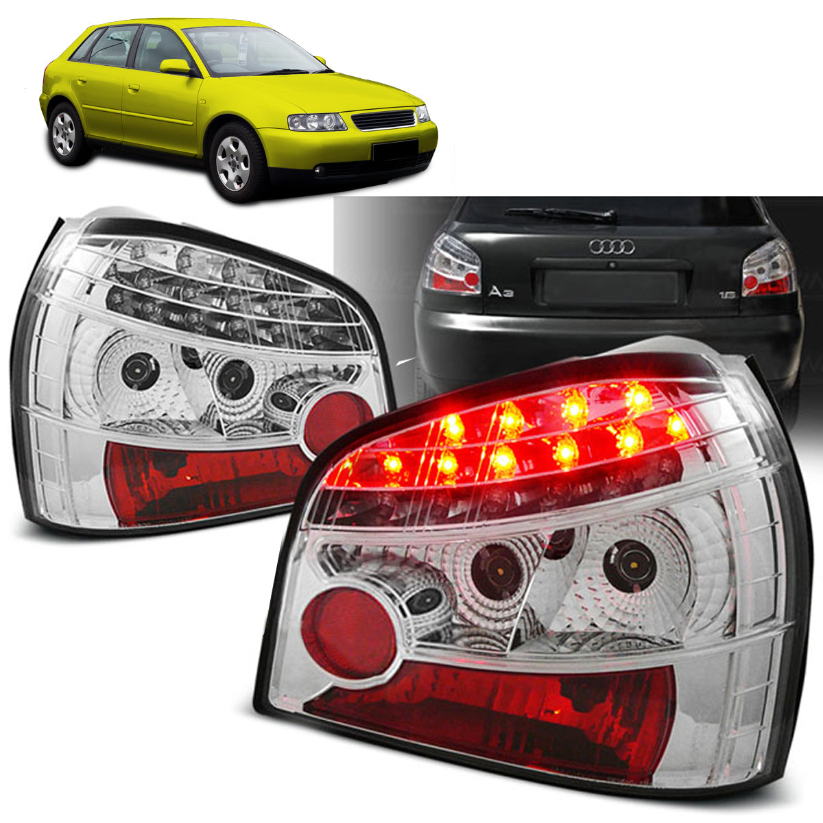 LED RÜCKLICHTER CHROM passend für Audi A3 08.96-08.00