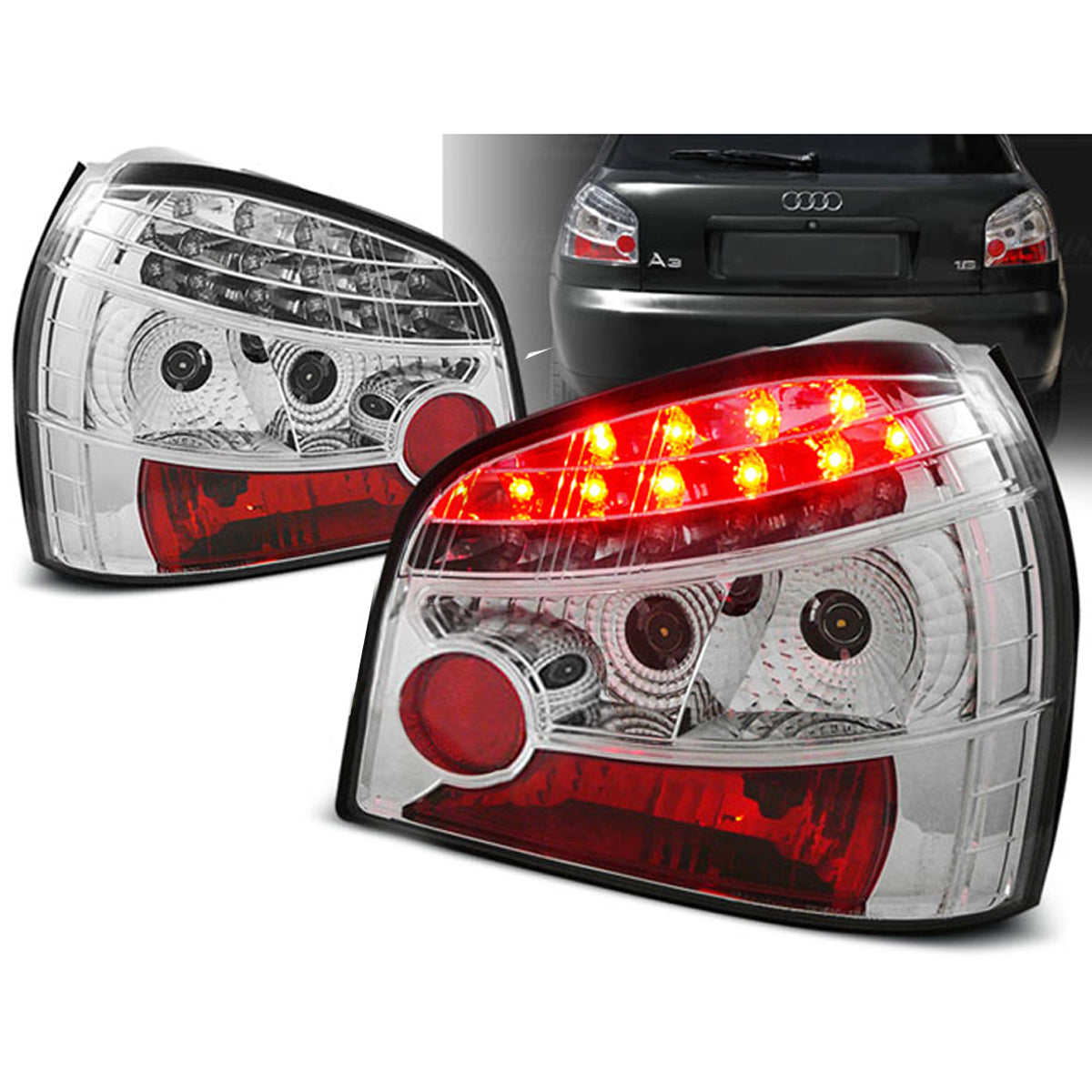 LED RÜCKLICHTER CHROM passend für Audi A3 08.96-08.00