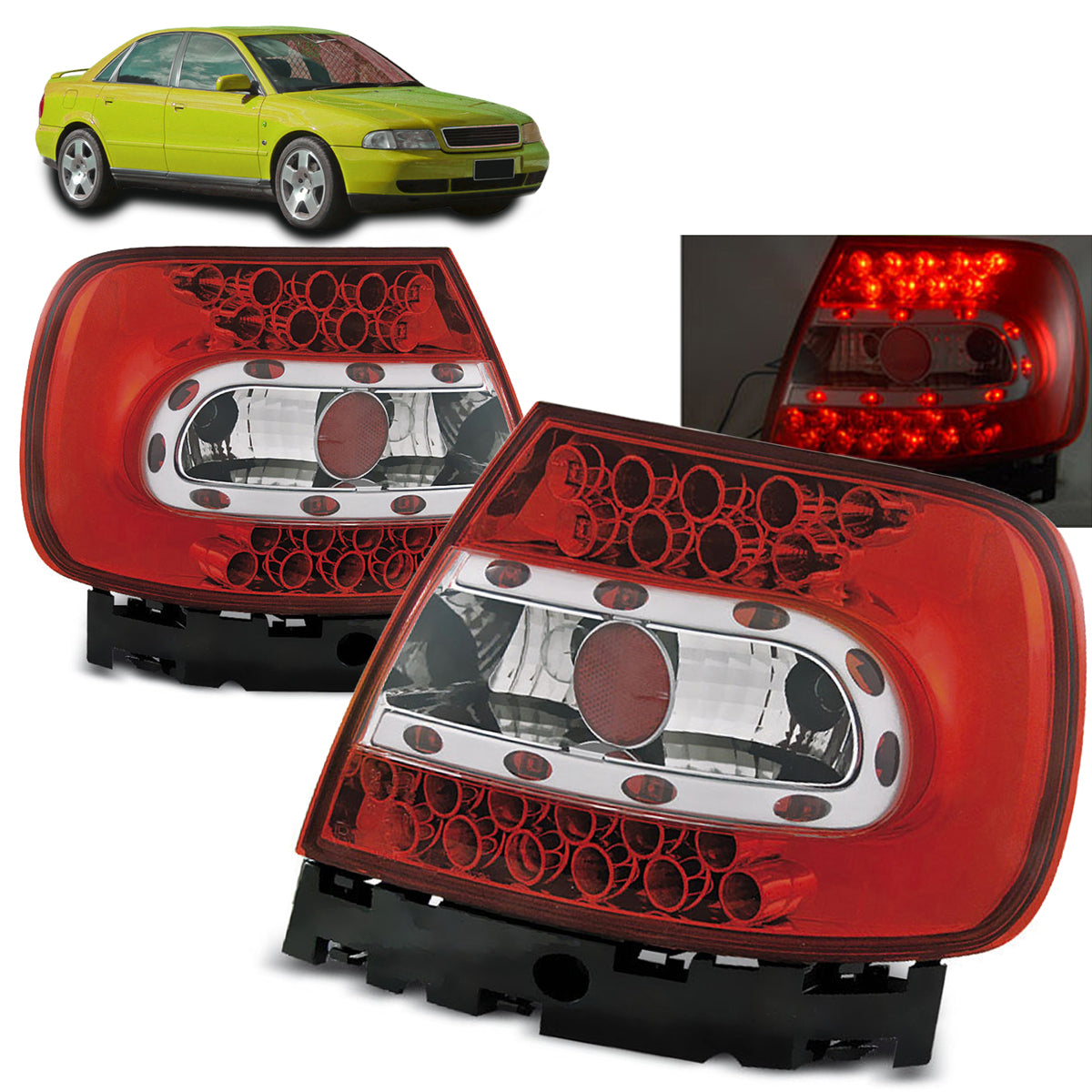 LED RÜCKLICHTER ROT WEISS passend für Audi A4 B5 11.94-10.00