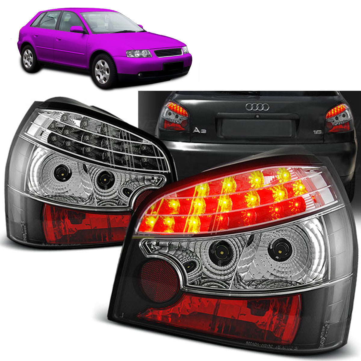 LED RÜCKLICHTER SCHWARZ passend für Audi A3 08.96-08.00