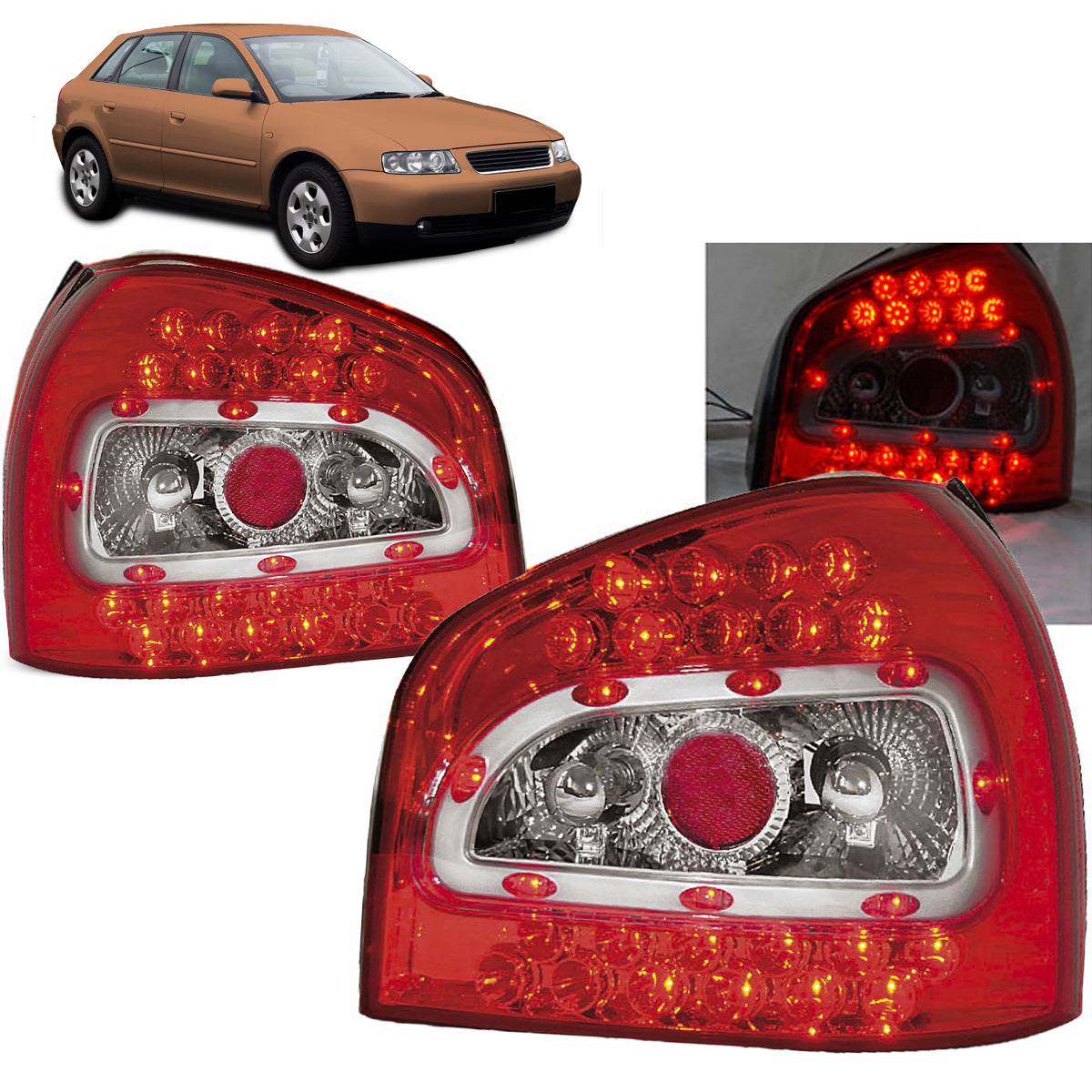LED Rücklichter Rot Weiß passend für Audi A3 08.96-08.00
