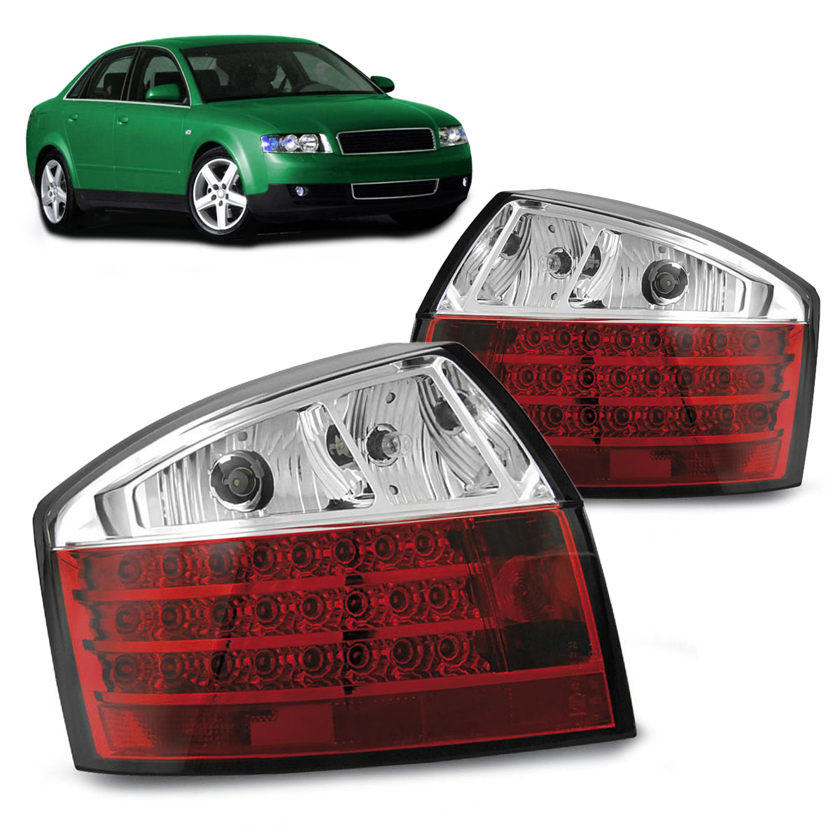 LED Rücklichter Rot Weiß passend für Audi A4 10.00-10.04