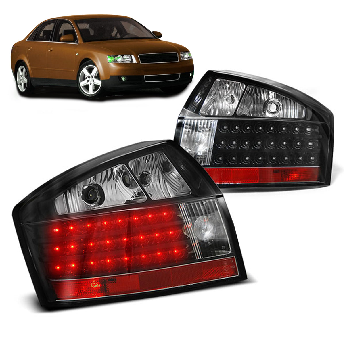 LED Rücklichter Schwarz passend für Audi A4 10.00-10.04