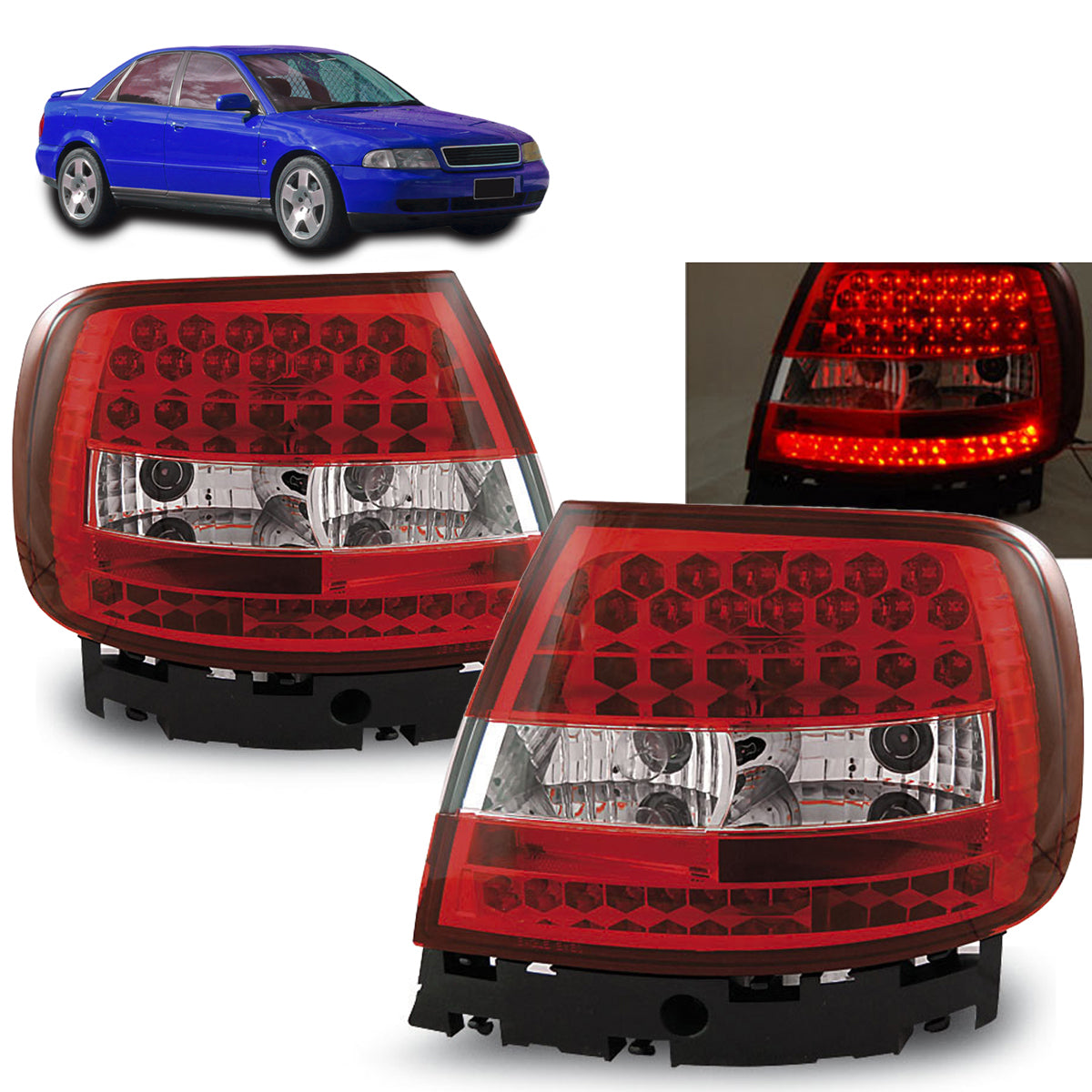 LED Rücklichter Rot Weiß passend für Audi A4 11.94-09.00