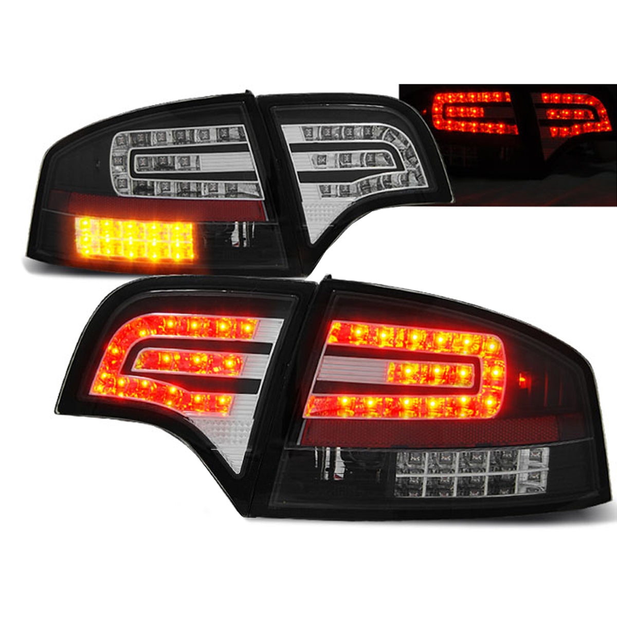 LED Rücklichter Schwarz passend für Audi A4 B7 11.04-03.08 Limousine